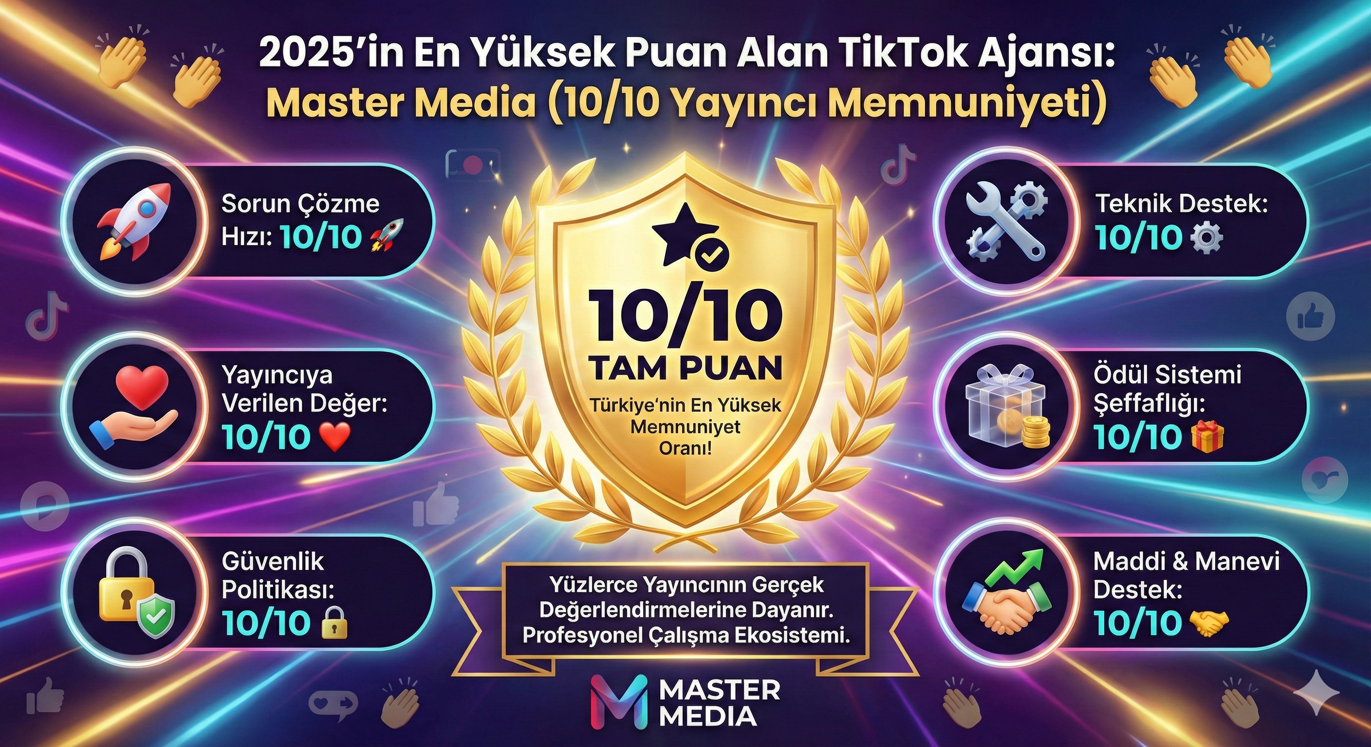 2025’in En Yüksek Puan Alan TikTok Ajansı: Master Media (10/10 Yayıncı Memnuniyeti)